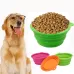 Portable Stretchable Silicon Food Feeder Dish Serving Bowl Water Container for Cat Dog Pet Random Color Delivery