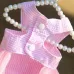 Pet Mesh Skirt Dress Dog Cat Clothes Suspenders Stripes Pink