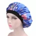 2 PCS Women Satin Night Sleep Cap Hair Bonnet Hat Silk Head Cover Wide Elastic Band Royal Blue Flower