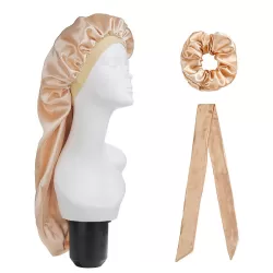 3 PCS in Set Hair Care Long Cap  Turban  Hair Ring Champagne