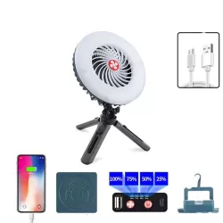 USB Rechargeable Fan Lamp Live Broadcast Multi-function Tent Camping Lamp Fan Light and Bracket