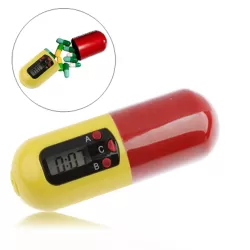 Portable Timer Pill Medicine Reminder Drug Box Keychain Red