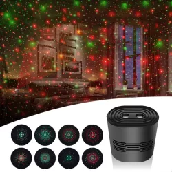 C209 USB Charge Mini Laser Stage Atmosphere Light 8 In 1 Style Black