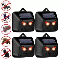 4pcs in Box Solar Animal Repeller Waterproof Animal Deterrent with Red LED Light