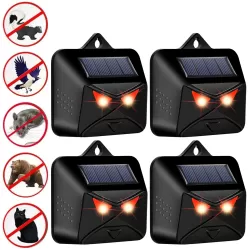 4pcs in Box Solar Animal Repeller Waterproof Animal Deterrent with Red LED Light