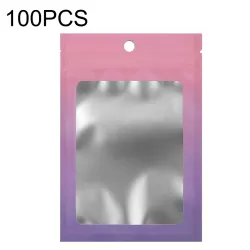 100PCS Aluminum Foil Ziplock Bag Jewelry Sealed Packaging Bag Pink Gradually Purple