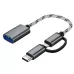 USB 3 Female to Micro USB and USB-C Type-C Male Charging Transmission OTG Nylon Braided Adapter Cable
