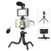 4 in 1 Vlogging Live Mini Octopus Bracket Kit Studio Light Microphone Phone Clamp Kits