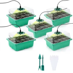 5 Set Plant Seed Starter Trays Kit Seedling Tray Starter With Grow Light