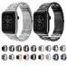 Fold Buckle 3 Beads Stainless Steel Watch Band For Apple Watch Black Silver