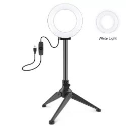 12cm Ring Light Desktop Tripod Selfie Stick Mount USB White Light LED Ring Selfie Beauty Vlogging Photography Video Lights Kits