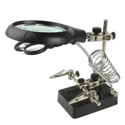 5 LED Auxiliary Clip Magnifier AC/DC Interchangeable with Soldering Stand or Two Magnifier EU Plug