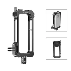 For Insta360 X3 PULUZ Metal Protective Cage Rig Housing Frame with Expand Cold Shoe Base or Tripod Adapter