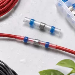 100 PCS Seal Heat Shrink Butt Wire Connectors Blue Terminals Solder Sleeve Blue