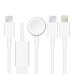 For Apple Watch Series iPhone Phone with Type-C Port 3 in 1 Type-C Magnetic Charging Cable 4ft