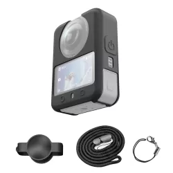 For DJI Osmo 360 PULUZ Silicone Protective Cover with Lens Cover or Lanyard