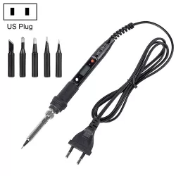 110V US Plug Black Head Black Metallic LCD Temperature Regulating Soldering Iron And Soldering Iron Tip Set Electric Soldering Iron Welding Tool