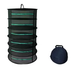 60cm Diameter 6 Layers Hanging Herbal Drying Net Foldable Drying Rack Closed Zipper Plant Drying Net