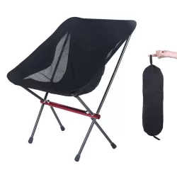 Black Camping Leisure Fishing Aluminum Alloy Portable Folding Chair-Small