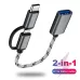 USB 3 Female to Micro USB and USB-C Type-C Male Charging Transmission OTG Nylon Braided Adapter Cable