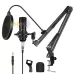 Studio Broadcast Professional Singing Microphone Kits with Suspension Scissor Arm Metal Shock Mount  USB Sound Card