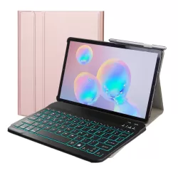 ST500 For Samsung Galaxy Tab A7 T500 T505 2020 Ultra-thin Detachable Bluetooth Keyboard Leather Tablet Case with Stand Sleep Function Backlight Rose Gold