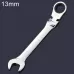 13mm Dual-use Opening Plum Ratcheting Angled Wrench