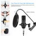 Studio Broadcast Professional Singing Microphone Kits with Suspension Scissor Arm Metal Shock Mount  USB Sound Card