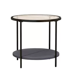 Coffee Table Share with Pets Multi-function Tempered Glass Round Shape Tabletop Tea