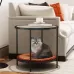 Coffee Table Share with Pets Multi-function Tempered Glass Round Shape Tabletop Tea