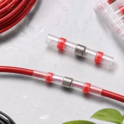100 PCS Seal Heat Shrink Butt Wire Connectors Red Terminals Solder Sleeve Red