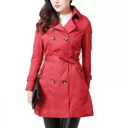 Mid-length Slim Casual Lace-up Trench Windbreaker