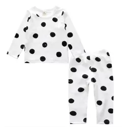 Children Cartoon Cotton Underwear Care Belly Pajamas Set Big Dot
