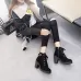 Fashion Square High Heels Solid Color Sneakers Women Snow Boots