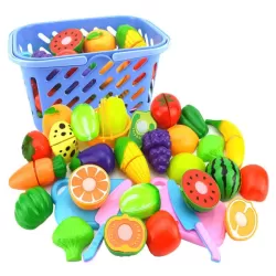 Pretend Play Plastic Food Toy Cutting Fruit Vegetable for Children Random Color and Style 23 PCS / Set