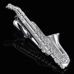 Men Business Formal Wedding Tie Clips Silver Sax