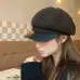 Women Beret Autumn Literary Retro Newsboy Hat Octagonal Girl Cap Free Size Black