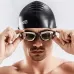 3 in 1 HD Waterproof and Anti-fog Large Frame Siamese Earplugs Swimming Goggles Swimming Cap Nose Clip Set for Men and Women Blue