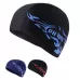 Unisex Spandex Breathable Swimming Cap Blue Fire on Red
