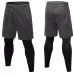 Fake Two Piece Fitness Leisure Stretch Quick Drying Pants Grey