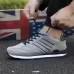 Mens Outdoor Casual Sport Shoes Lightweight Comfortable Leather Walking Running Sneakers Grey