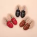 PU Leather And Cashmere Warm Single Shoes Casual Shoes for Girls Brown