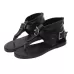 Ladies Belt Buckle Flip Flops Casual Flat Sandals Black