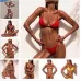 Padded Push Up Ladies Beach Wear Printed Bandage Bikini Set Green