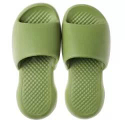 Female Super Thick Soft Bottom Plastic Slippers Summer Indoor Home Defensive Bathroom Slippers Green