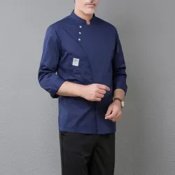 Men and Women Hotel Canteen Cake Baker Kitchen Long Sleeve Work Clothes Bule