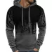Men Loose Print Hoodie Sport Sweatshirt Set