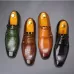 Crocodile Pattern Business Flat Bottom Leather Formal Shoes Black