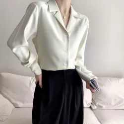 Women Chiffon Professional Shirt Loose Bottoming Shirt White