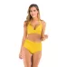 Lace-Up Halter Backless High-Waisted Swimsuit Split Printed Bikini Swimsuit Yellow